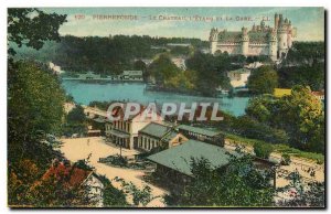 Old Postcard Pierrefonds Chateau l'Etang and Gare