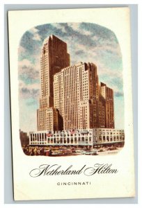 Vintage 1960's Postcard Netherland Hilton Cincinnati Ohio - Antique Cars