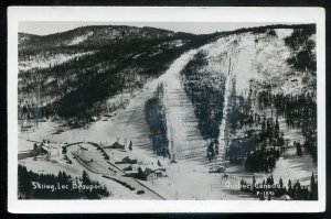 h1073 - LAC BEAUPORT Quebec 1940s Skiing Sport. Real Photo Postcard