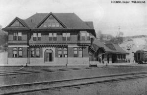 Wabash Indiana Railroad Depot Real Photo Vintage Postcard K105428