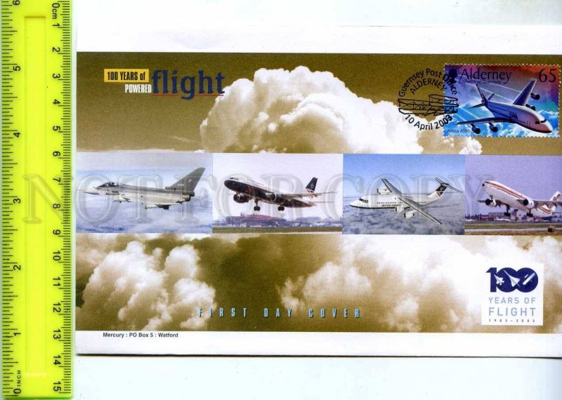 242078 ALDERNEY 100 years of FLIGHT PLANES 2003 year FDC