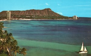 Vintage Postcard 1930's Diamond Head World Famous Extinct Volcano Waikiki Hawaii