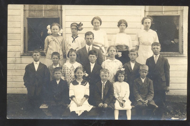 RPPC PLEASANT HILL MISSOURI VALLEY SCHOOL CLASS TEACHER REAL PHOTO POSTCARD