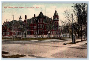 1910 Roadside View Eau Claire High School Building Eau Claire Wisconsin Postcard