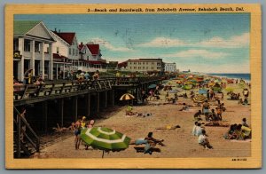 Postcard Rehoboth Beach DE c1947 Beach and Boardwalk From Rehoboth Avenue