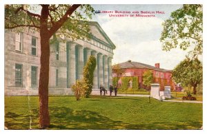 Antique Library Building and Shevlin Hall, University of Minnesota, MN Postcard