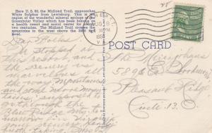 Midland Trail approaching White Sulphur Gap WV, West Virginia - pm 1950 - Linen