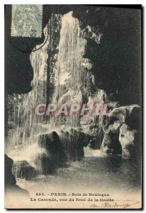 Postcard Old Paris Bois de Boulogne Cascade view of the Grotto background