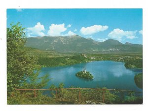 Slovenia Yugoslavia Aerial View Lake Bled Island Julian Alps 4X6 Postcard