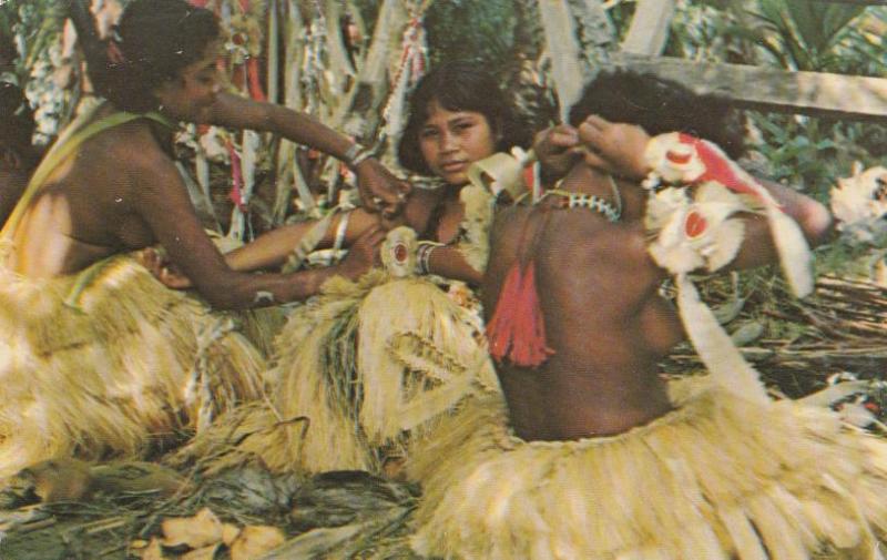 Yap Topless Dancers in Grass Skirts - Micronesia, Pacific Islands