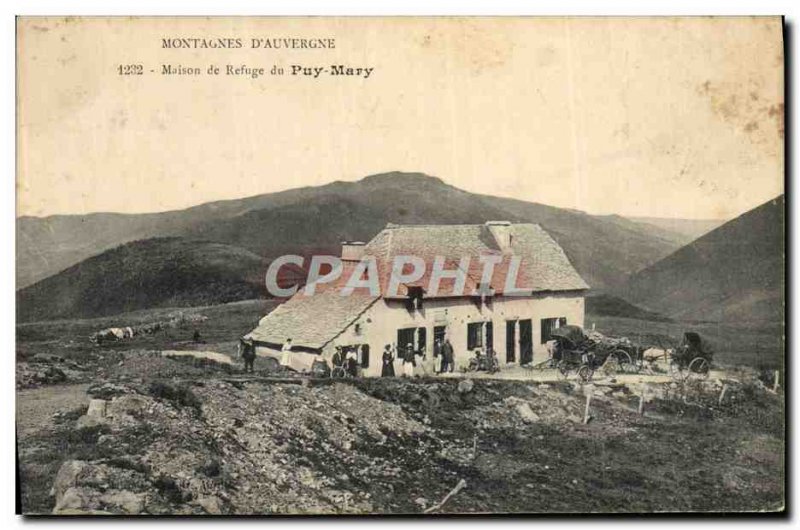 Postcard Old Mountaineering shelter Auvergne House Puy Maru