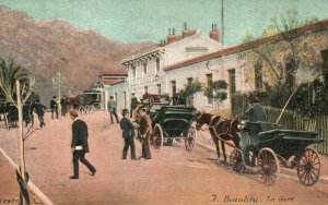 Vintage Postcard Beaulieu La Gare Street View Horse Carriage Hampshire England