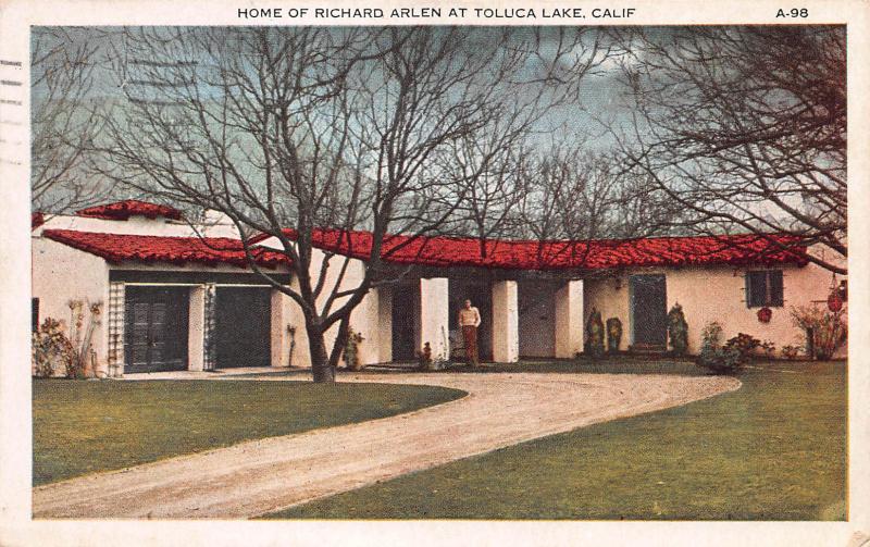 Home of Richard Arlen, Toluca Lake, California, Early Postcard, Used in 1930