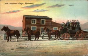 Overland Stagecoach MT c1910 Postcard