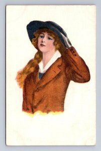 CONCERNED GLAMOUR ARTIST SIGNED HARRISON FISHER POSTCARD POLYPHOT AMERICAN SER