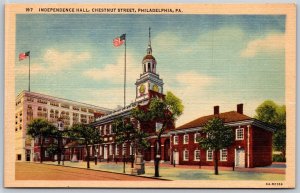 Vtg Philadelphia Pennsylvania PA Independence Hall Chestnut Street Postcard