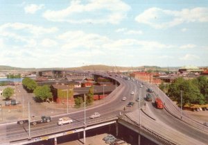 Lorries Traffic Gothenburg Gota River Bridge Sweden 1960s Postcard