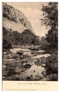 Black and White West Rock, Landscape, New Haven, CT Postcard