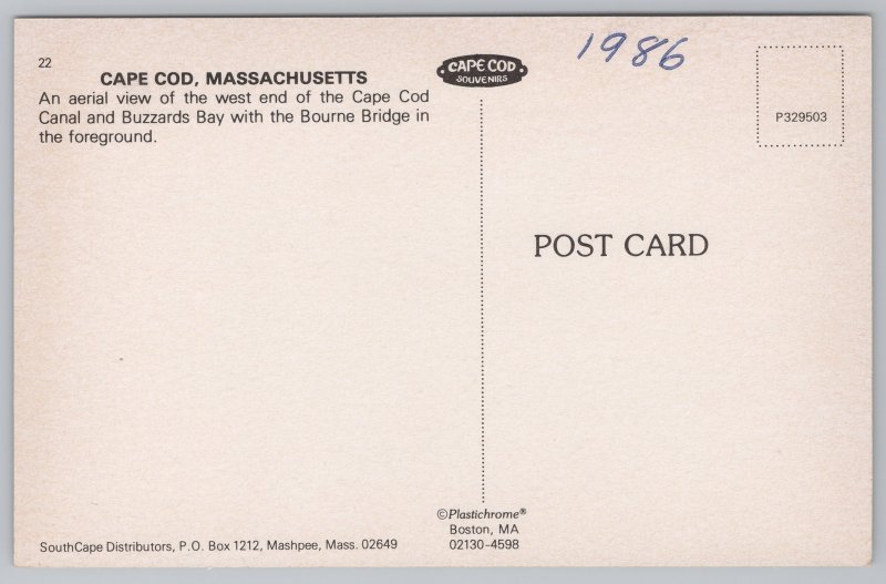 State View~Air View Cape Cod Canal & Labeled Areas~Vintage Postcard