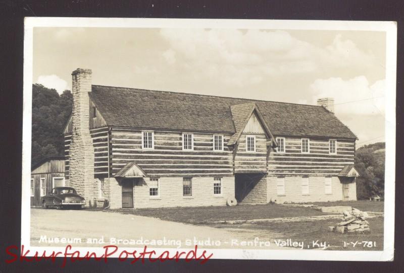 RPPC RENFRO VALLEY KENTUCKY BROADCASTING STUDIO CARS REAL PHOTO POSTCARD