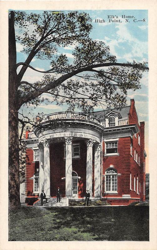 B13/ High Point North Carolina NC Postcard c1920 Elks Home Building