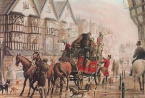 Post Office Royal Mail Bristol Horse & Cart Mail Transport Painting Postcard