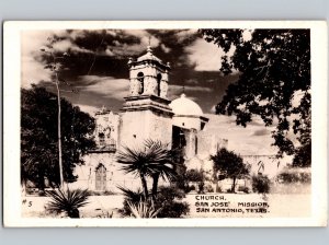 c1935 Church San Jose Mission San Antonio Texas TX RPPC Real Photo *CREASE*