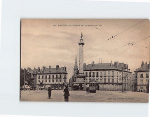 Postcard La Place et la Colonne Louis XVI Nantes France