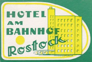 Germany Rohstock Hotel am Bahnhof Vintage Luggage Label sk2083