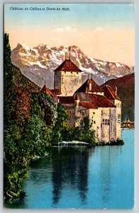 Switzerland  Chillon Castle  Dents du Midi  Postcard