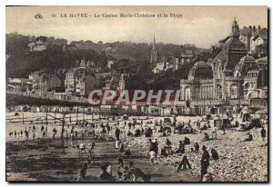 Old Postcard Le Havre Casino Marie Christine and the Beach