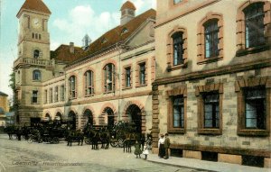 Vintage Postcard Chemnitz Germany Central Fire Station Horsedrawn Esperanto Back
