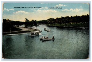 1917 Boat Canoeing at Lafontaine Park Montreal Quebec Canada Postcard
