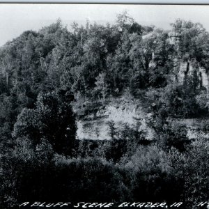 c1950s Elkader, IA RPPC Outdoors Bluff Rock Hill Cliff Real Photo Postcard A105