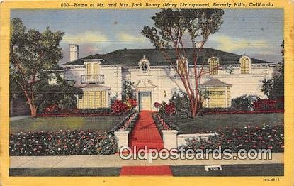 Home of Mr & Mrs Jack Benny, Mary Livingstone Beverly Hills, CA, USA Unused 