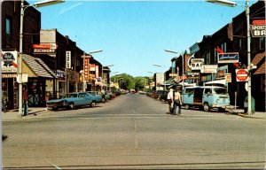 Postcard Business Street Scene in Spooner, Wisconsin