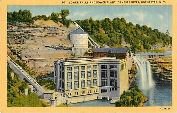 Linen of Lower Falls and Power Plant Genesee River Rochester