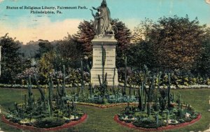 USA Statute of Religious Liberty Fairmount Park Philadelphia Postcard 07.36