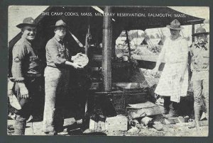 WW2 1940 RPPC* Military Reservation Camp Cooks In The Field Falmouth Ma Posted