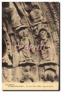 Old Postcard St Benoit sur Loire The North Gate XI Angel and apostle