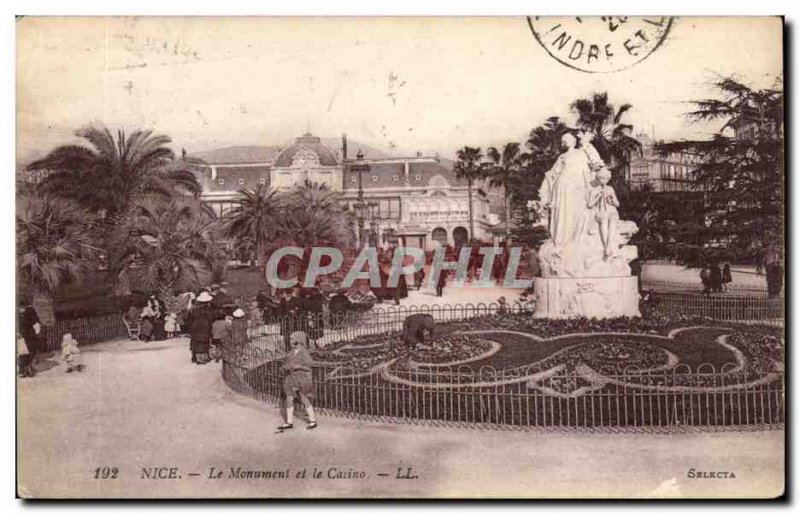 Nice Old Postcard Monument and the casino