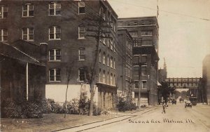 RPPC MOLINE, IL Second Avenue Street Scene Illinois Vintage Postcard ca 1910s