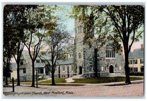 1912 Congregational Church West Medford Massachusetts MA Antique Postcard