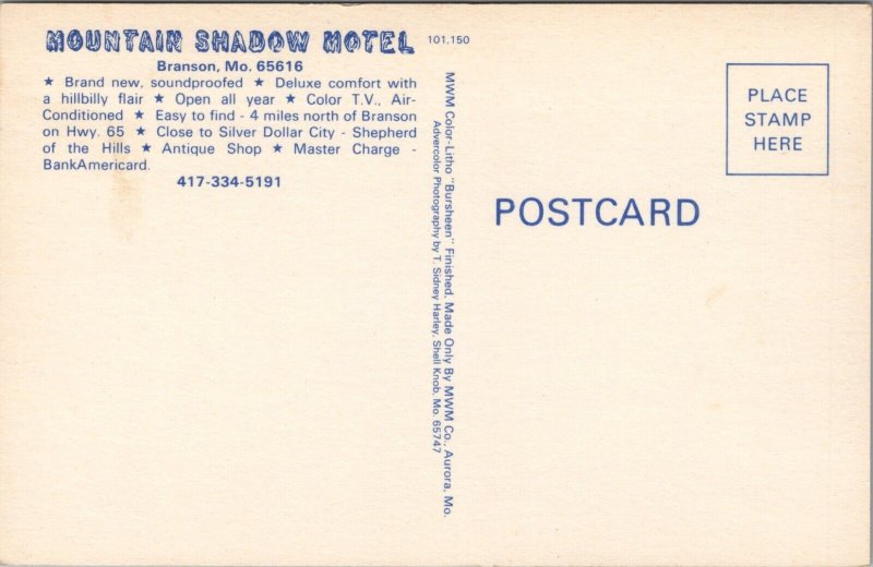 Mountain Shadow Motel Branson MO Postcard PC441