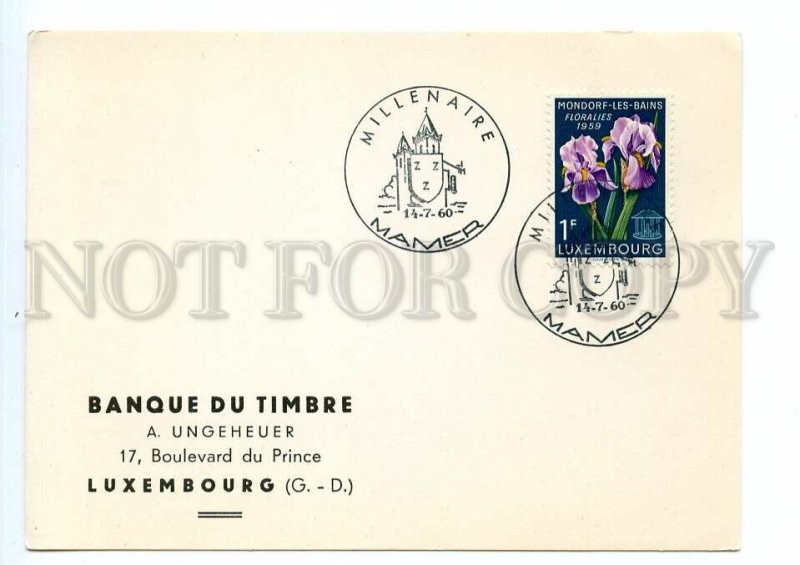 498855 Luxembourg 1960 year philatelic card flowers special cancellations
