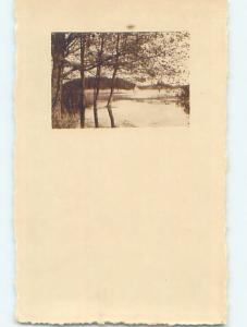 1922 rppc TREES ALONG THE SHORELINE Stockholm Sweden HM1541