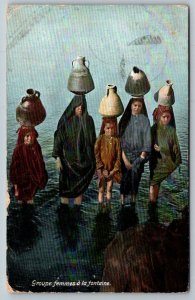 Egypt  Group of Females With Water Jugs   Postcard