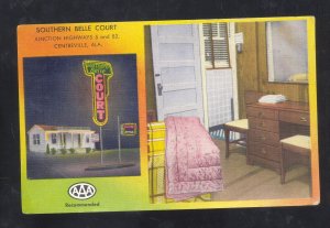 CENTREVILLE ALABAMA SOUTHERN BELLE COURT INTERIOR ADVERTISING POSTCARD