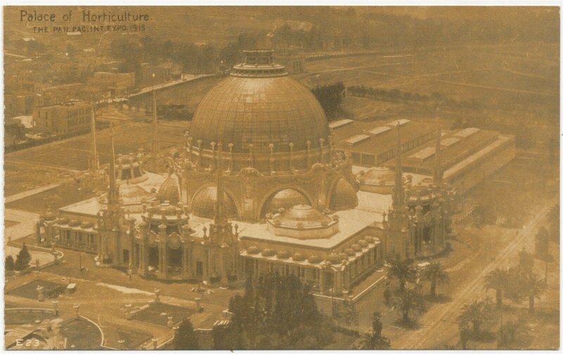  Copper Toned Birdseye View Horticulture Palace 1915 PPIE Panama Pacific Expo PC