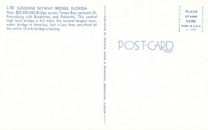 Vintage Postcard Sunshine Skyway Bridge Florida FL Across Tampa Bay Palmetto